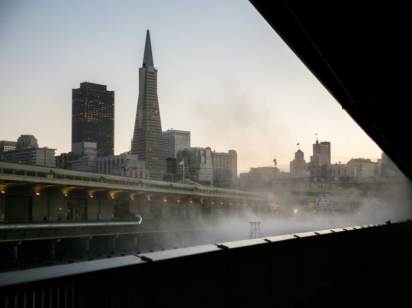 San Francisco skyline and fog seen from Pier 17