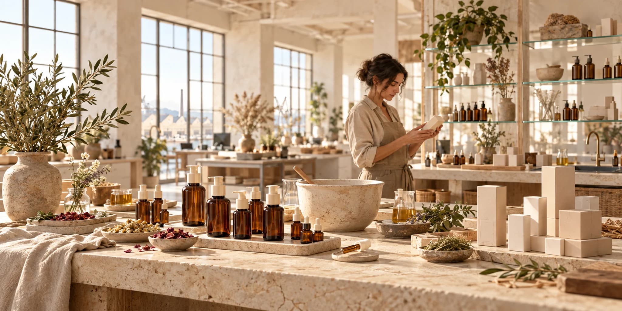 A beauty team developing skincare products and their packaging.