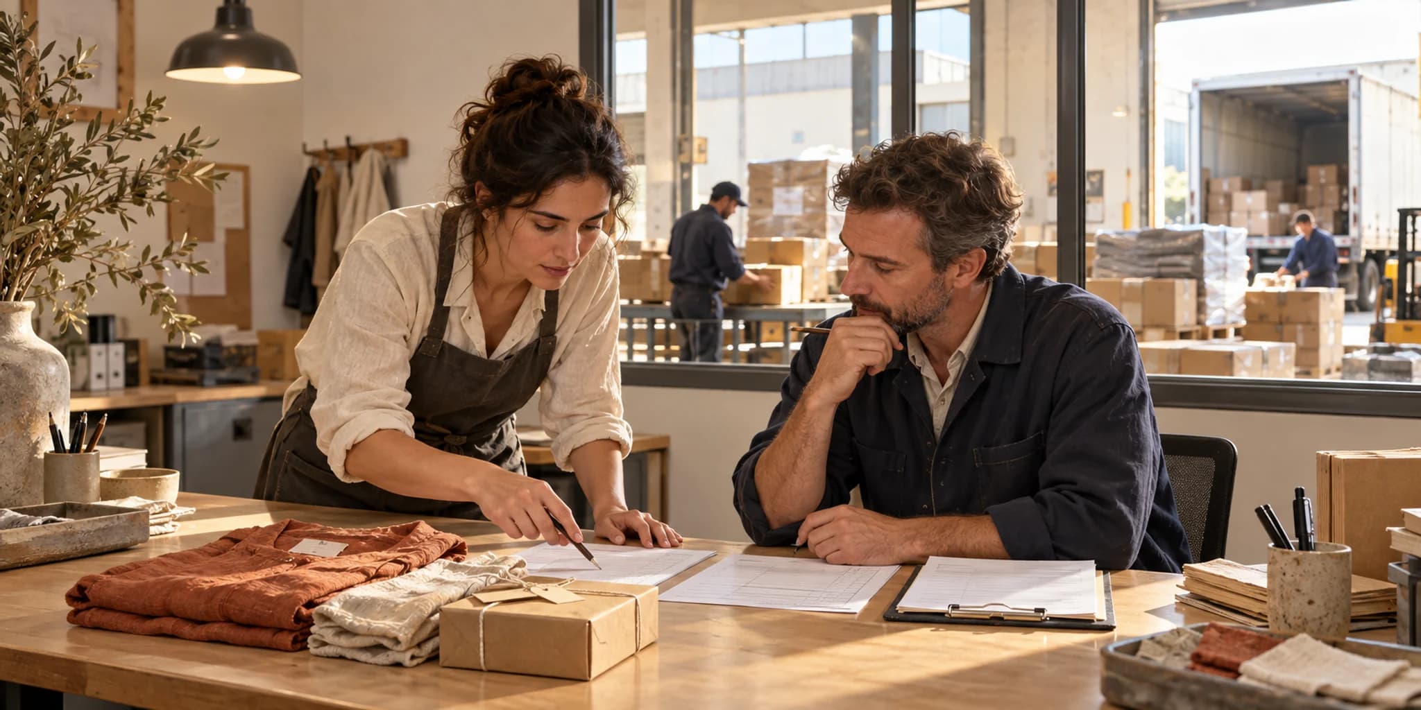 Operations and finance colleagues matching received products with invoice documents