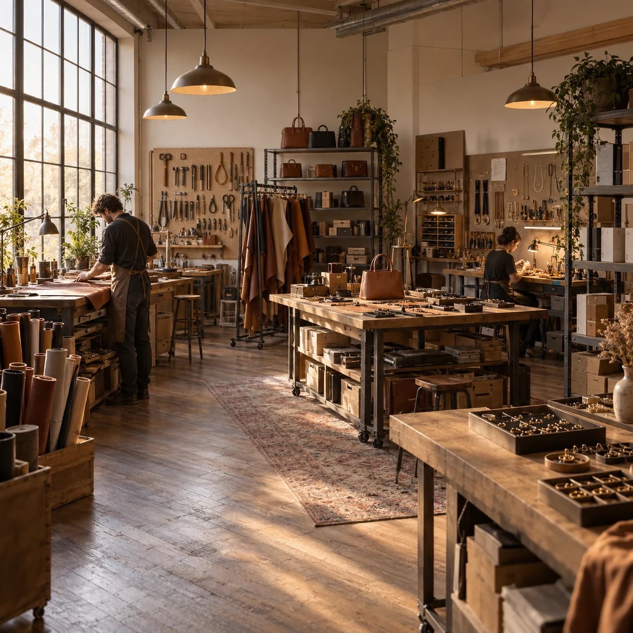 Materials and craft in an accessories studio.